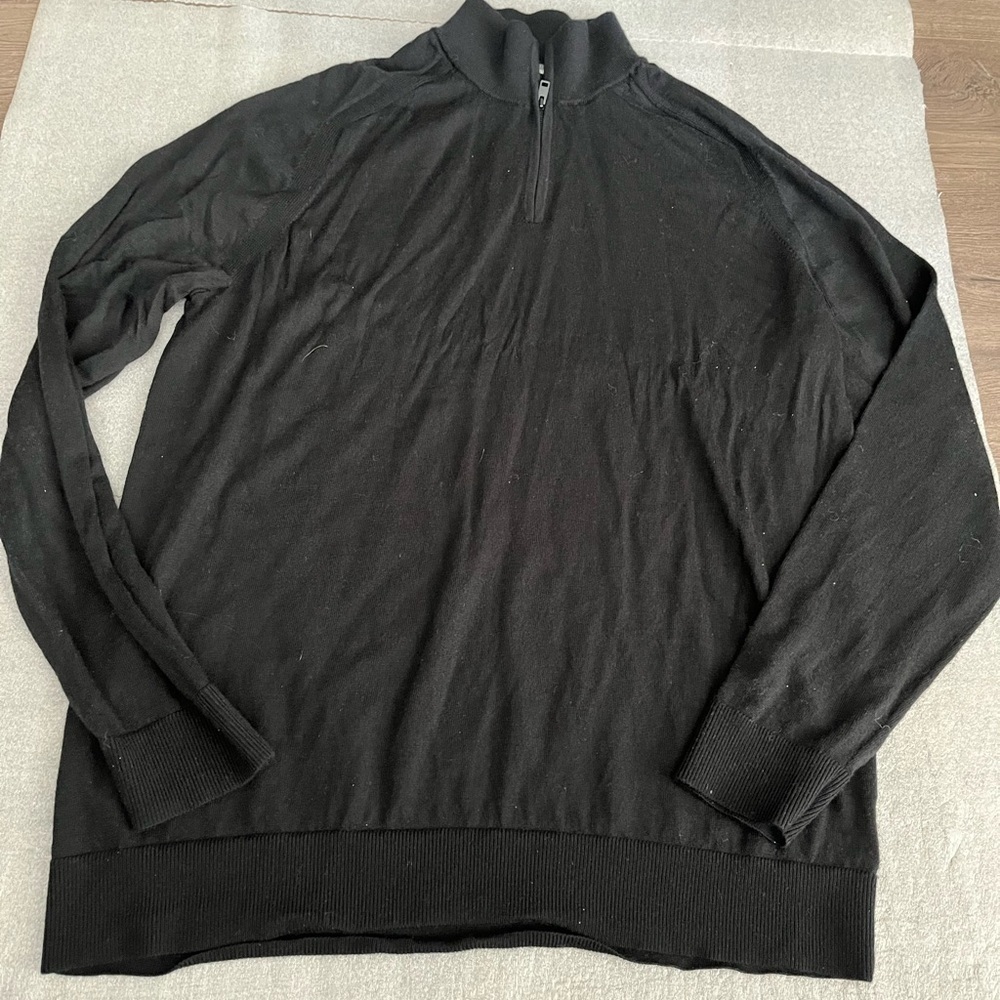 [XXL Tall]Express Men's Black 1/4 Zip-Up Merino Wool Pullover Sweater NWOT